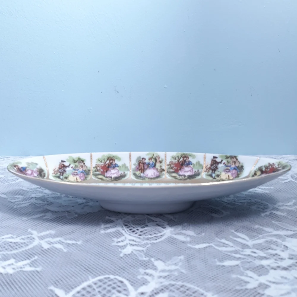 1890s Hand Painted Royal Vienna Oval Portrait Plate Bon Bon Dish Beehive Mark